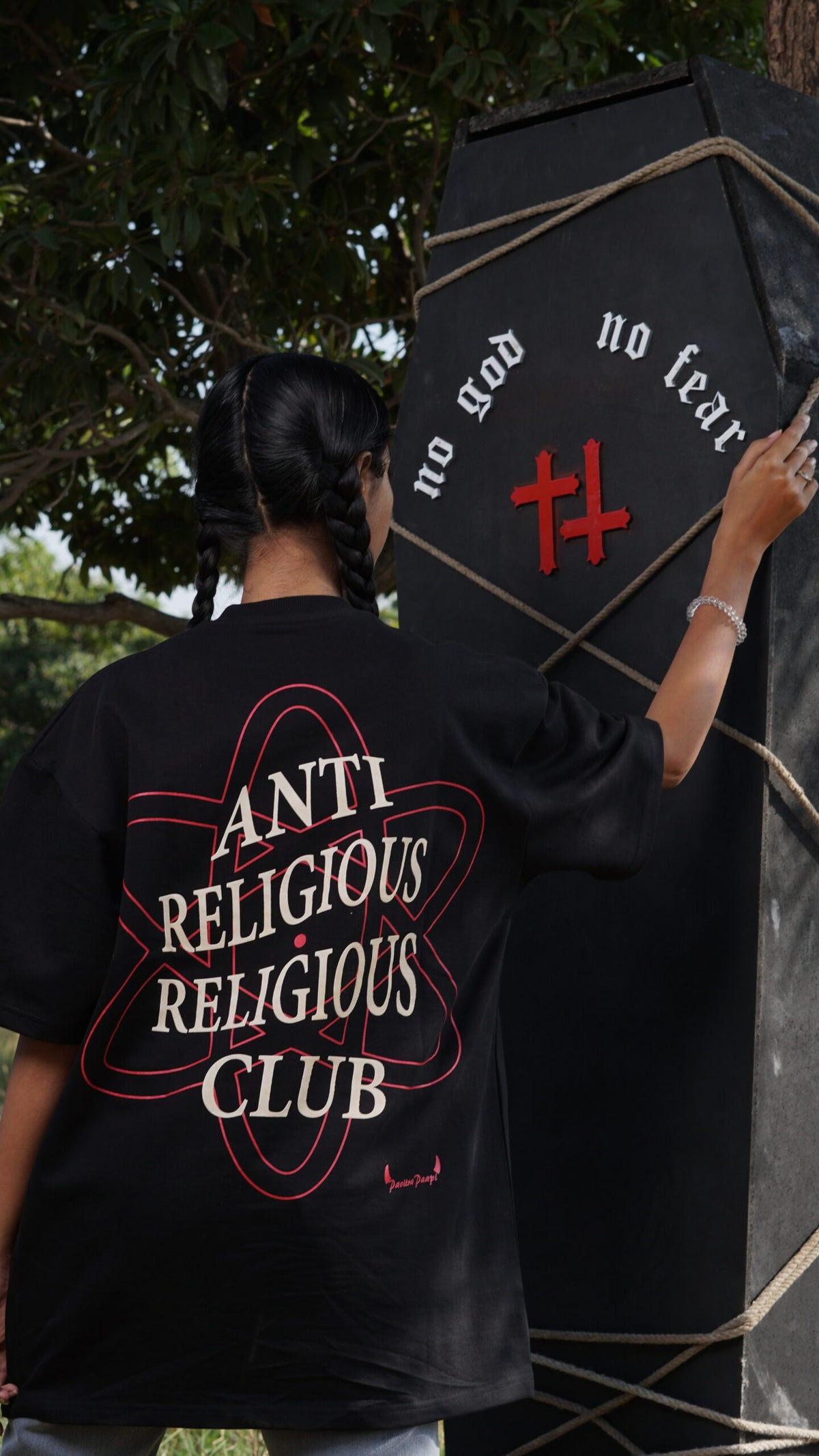 Anti Religious Religious Club T-shirt by Pavitra Paapi, view 4