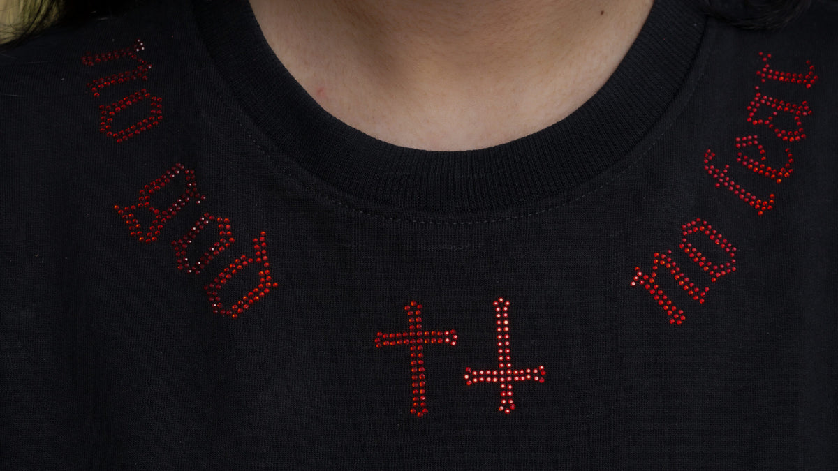 No God No Fear embroidered oversized T-shirt by Pavitra Paapi, view 2