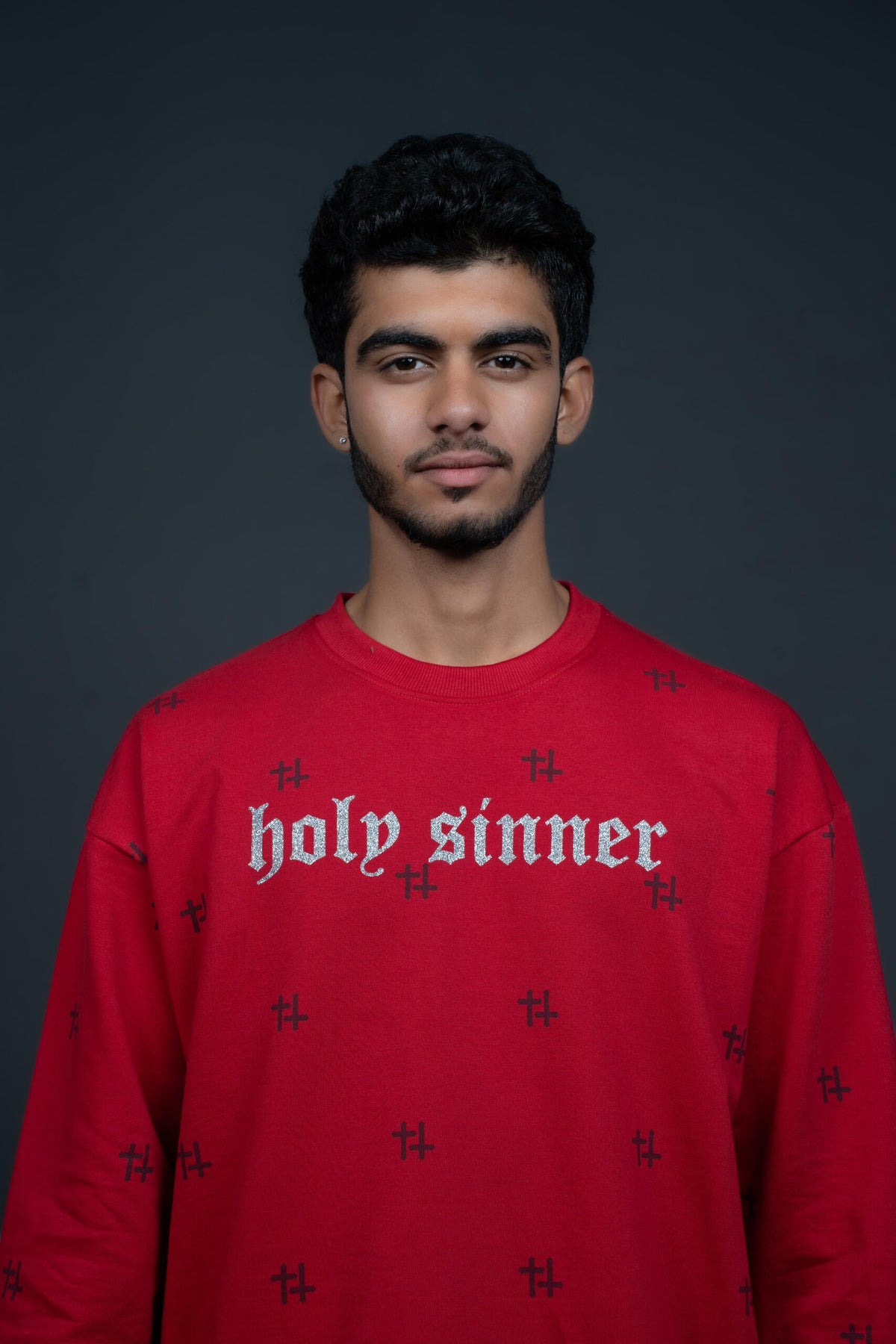 Holy Sinner red sweatshirt by Pavitra Paapi, view 5